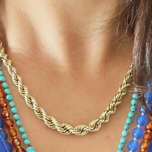 14K Yellow Gold Graduated Rope Chain 18" - Vintage Mint Quality